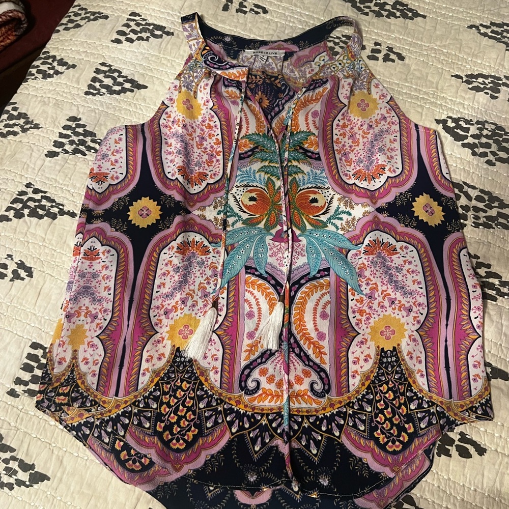 Rose & Olive Multicolor Paisley Blouse